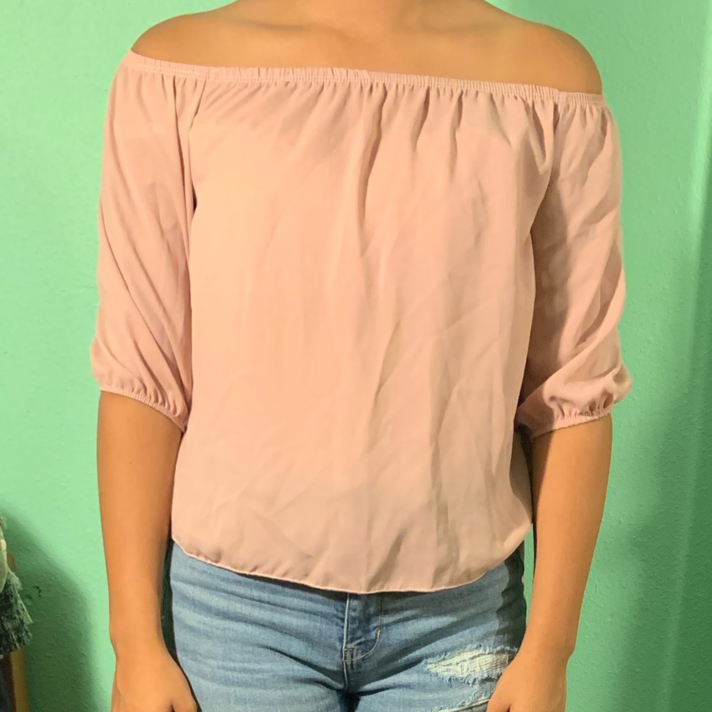 Pink off the shoulder blouse